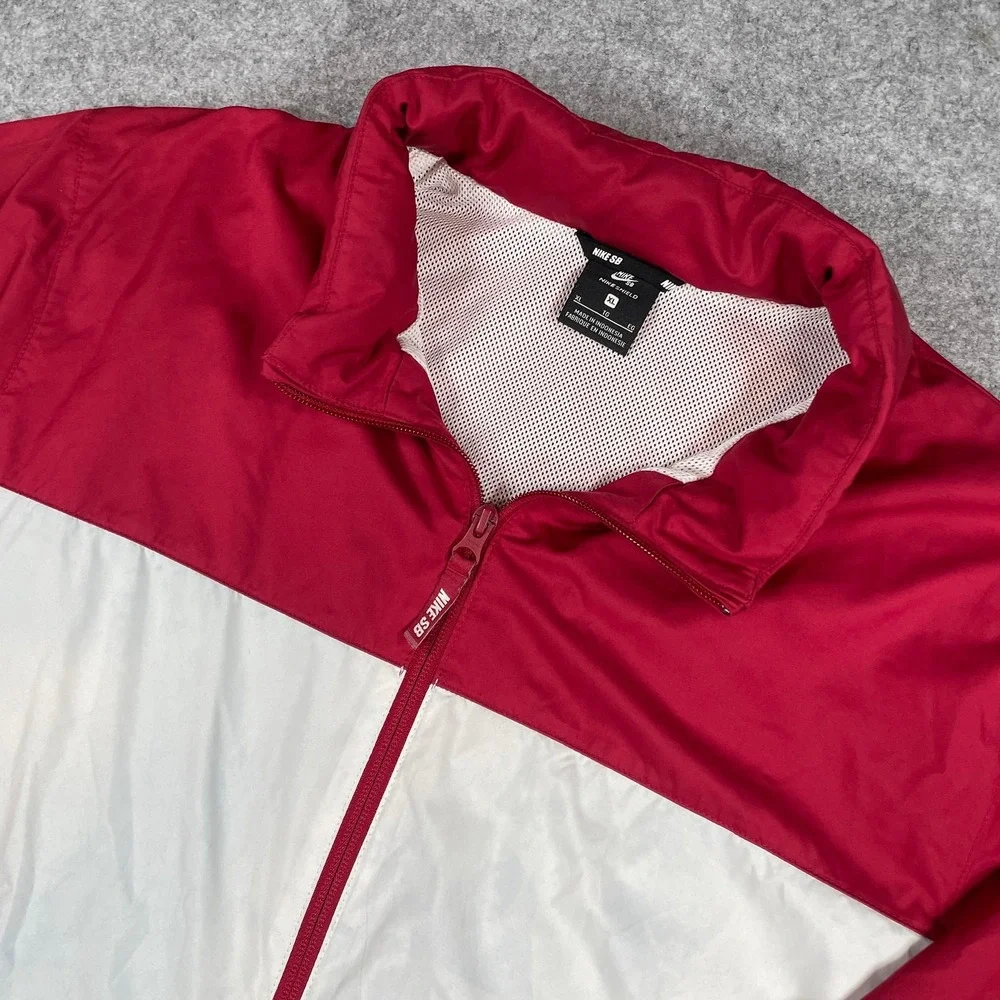 Nike SB Mens Jacket XL Red, White, Navy Color-block Athletic Layering Full Zip